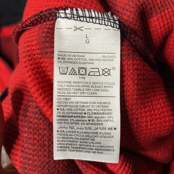 Old Navy Thermal Knit Red Black Plaid One Piece Pajama Large - Picture 9 of 9